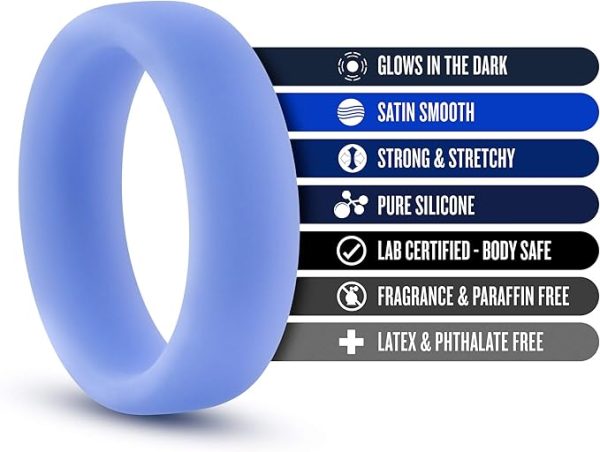 Performance – Silicone Glo Cock Ring – Blue Glow - Image 2