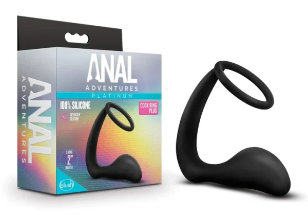 Anal Adventures Platinum – Cock Ring Plug – Black